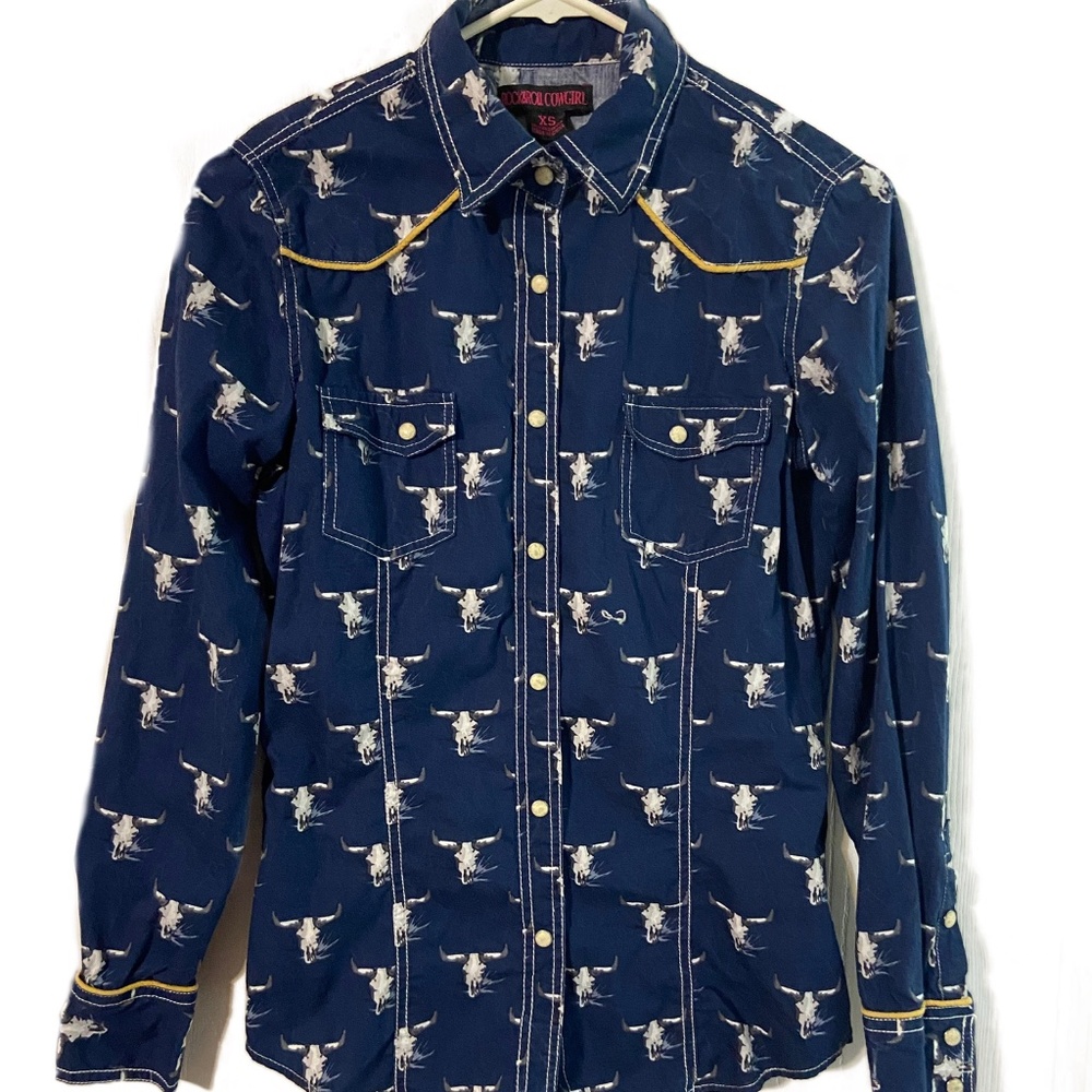 Rock & Roll Cowgirl Cow skull button down